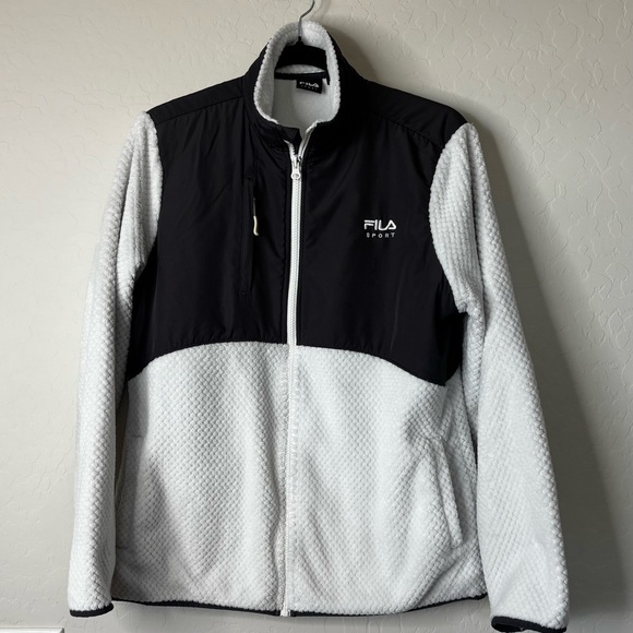 Fila Jackets & Blazers - Fila Sport White/Gray Faux Fur Jacket Size Large